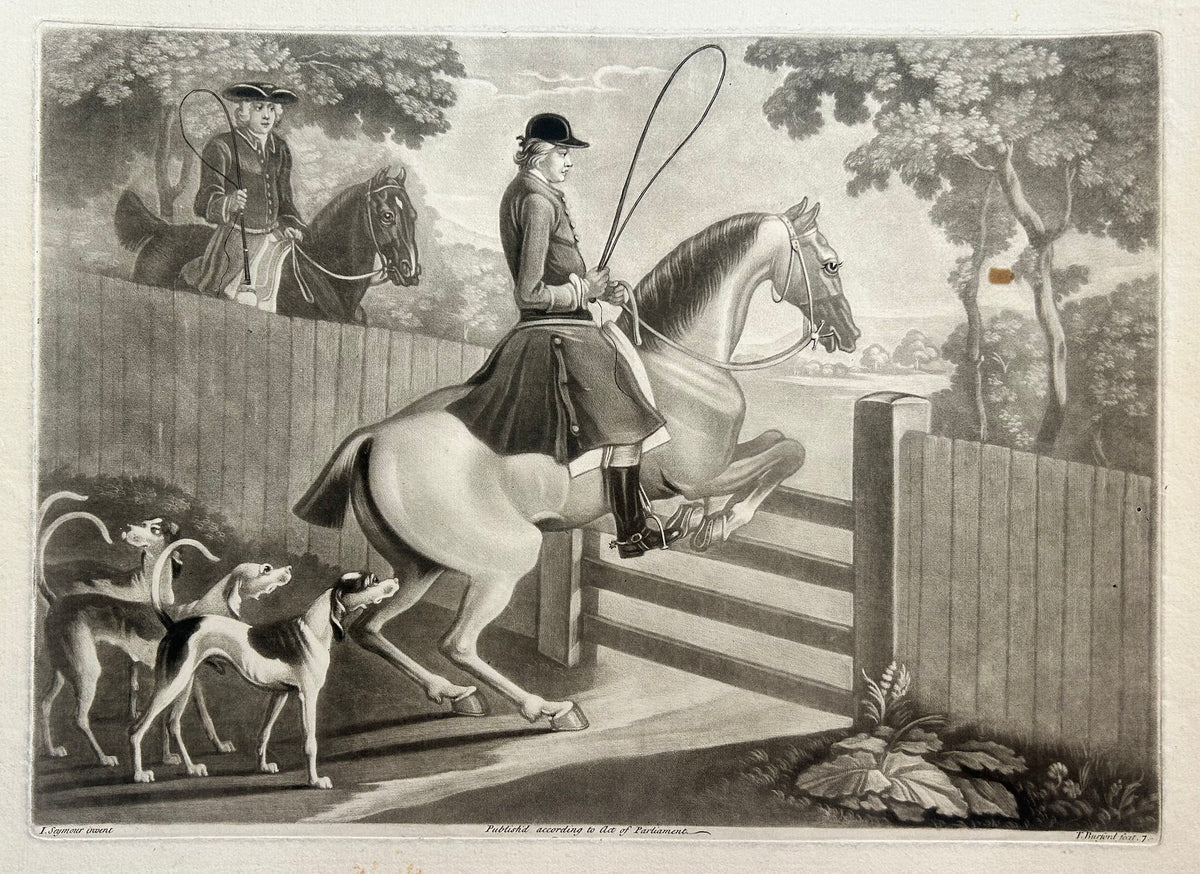 Thomas BURFORD - [Saut debout devant une barrière]. c.1752. Manière noire d'après James Seymour (Londres 1702 † 1752). 