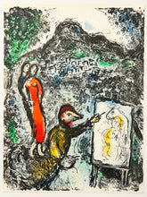 Charger l'image dans la galerie, Marc CHAGALL - Couple et artiste devant Saint Jeannet. 1972. Lithographie originale, imprimée en couleurs. 
