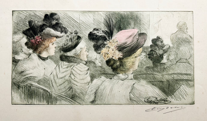 Eugène DELÂTRE - Nouveau Théâtre : Casino de Paris. 1896. Pointe sèche originale en couleurs, signée. 