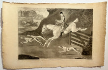 Charger l&#39;image dans la galerie, [Cavalier franchissant une barrière, chasse à courre].  c.1752.
