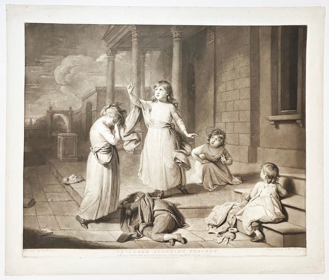 Children spouting tragedy. (Enfants jouant une tragédie).  1785.