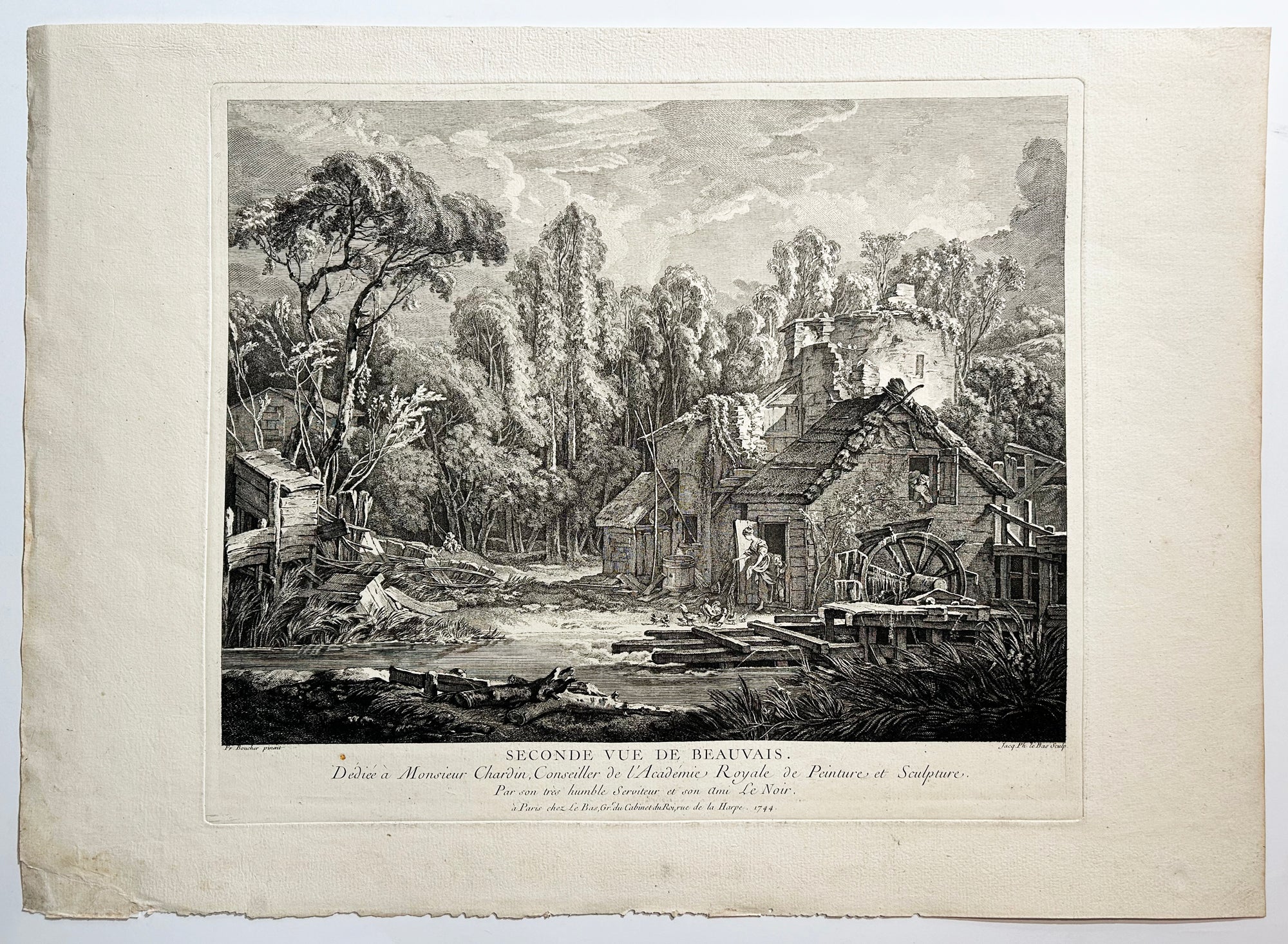 D'après François BOUCHER - Seconde vue de Beauvais.  1744. Gravure à l'eau-forte et au burin par Jacques Philippe Le Bas (Paris 1707 † 1783). 
