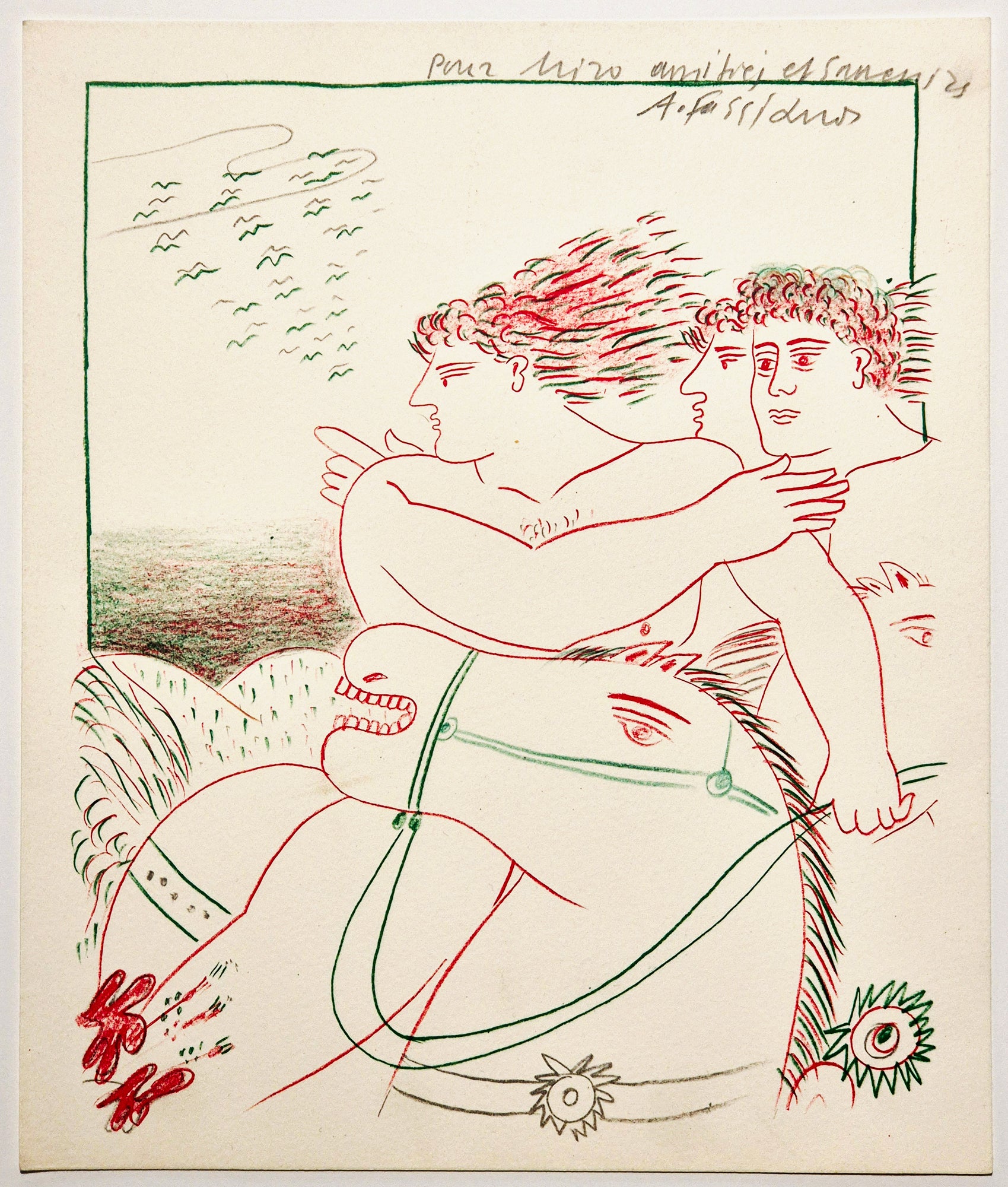 Alekos FASSIANOS - Parodos III. 1986. Lithographie originale en couleurs, signée. 