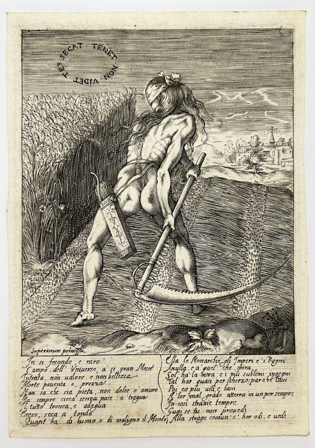 Allégorie. La Mort faucheuse aux yeux bandés.  c.1600.