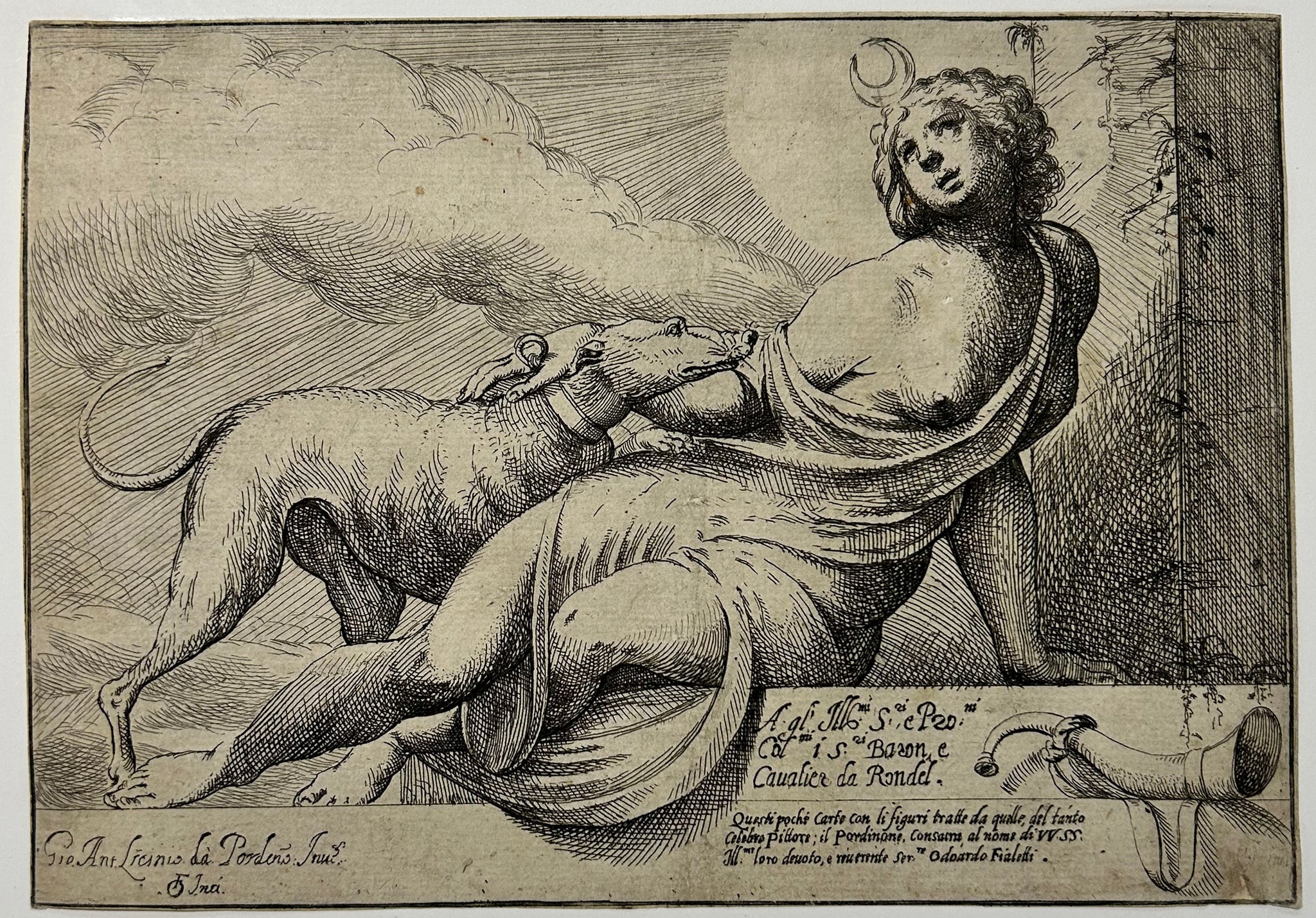 Odoardo FIALETTI - Diane. Eau-forte d'après Giovanni Antonio da Pordenone (Pordenone 1483-1484 † Ferrara 1539). 