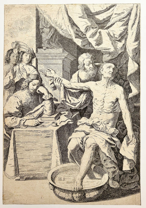 Lodovico LANA - La mort de Sénèque.  1643. Eau-forte d'après Le Guerchin. 