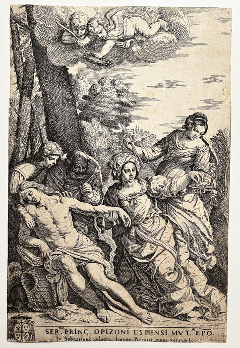 Lodovico LANA - Saint Sébastien et Sainte Irène.  1643. Eau-forte originale. 