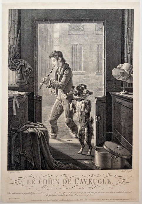 Castel DIBART - Le chien de l'aveugle. Gravure.