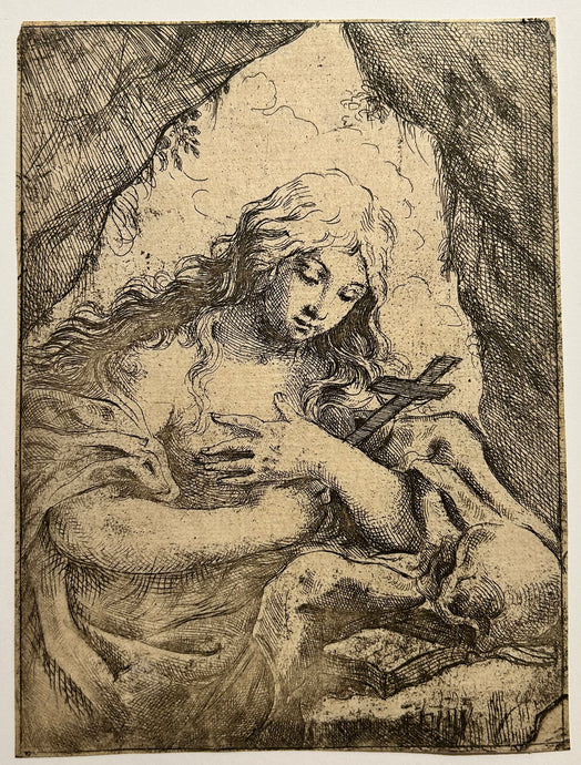 Lorenzo LOLI - Sainte Marie-Madeleine en pénitence. Eau-forte.