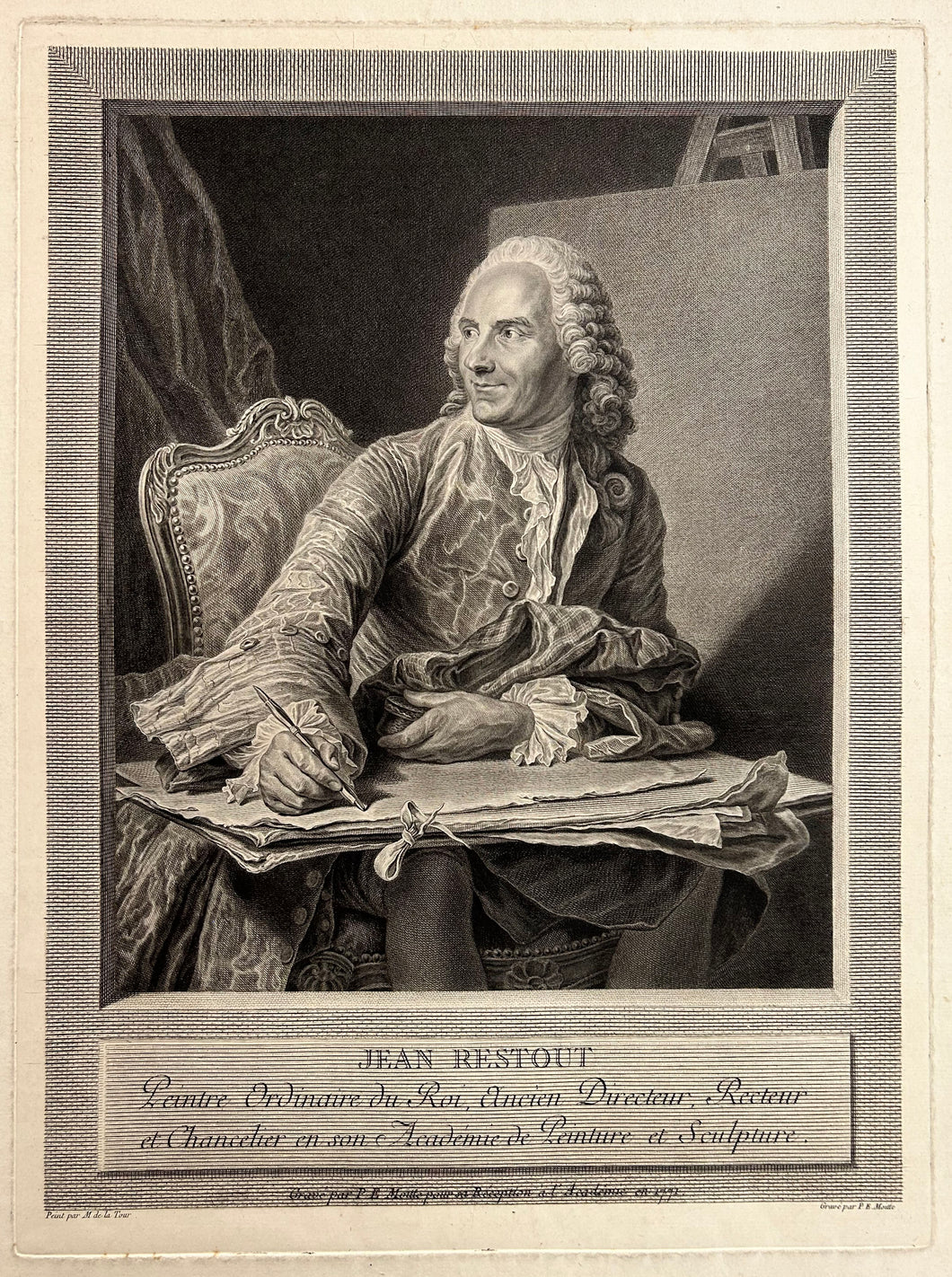 Portrait de Jean Restout (1692†1768), Peintre ordinaire du Roi, Ancien directeur, recteur et chancelier en son Académie de Peinture et Sculpture.  1771.