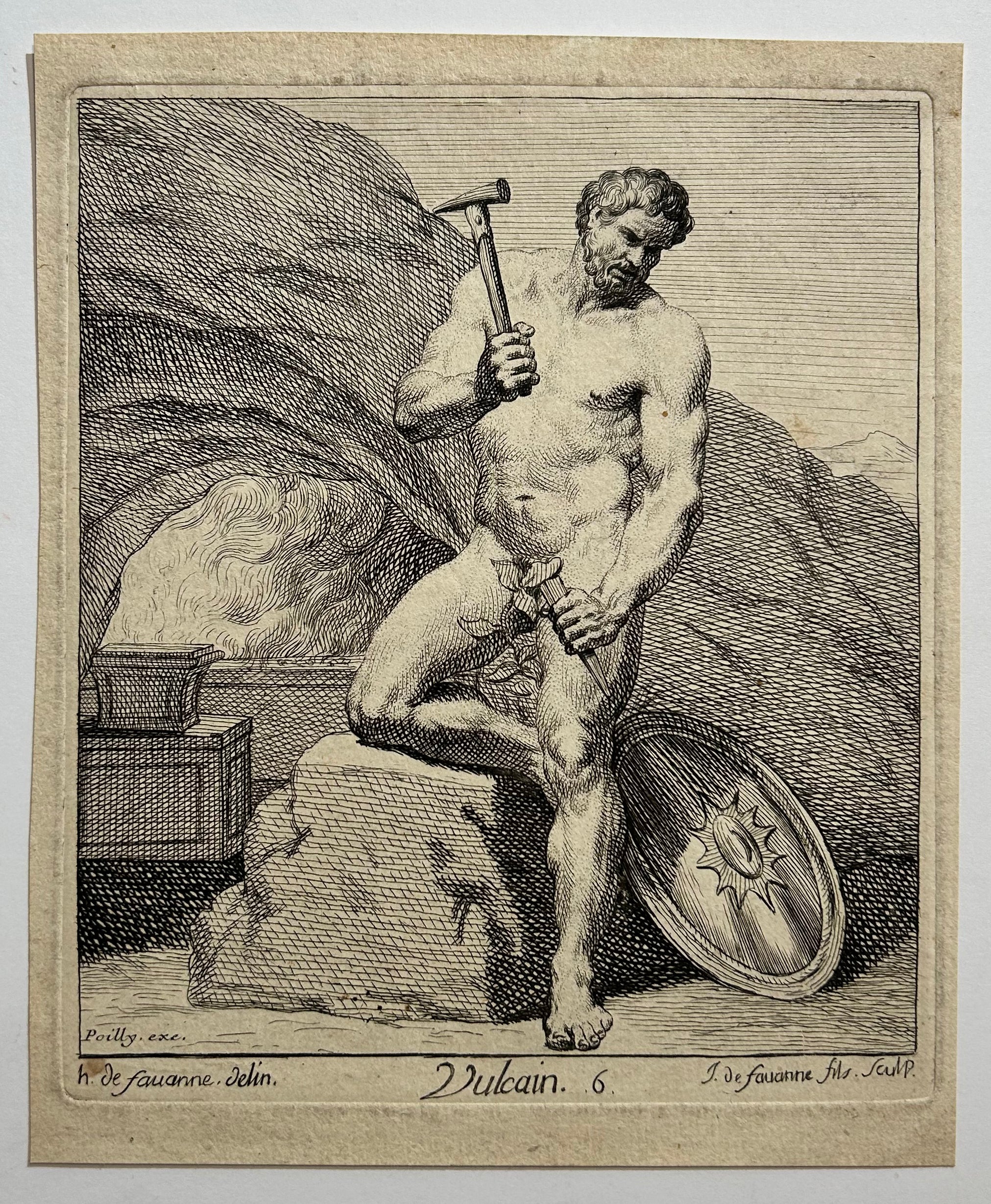 Jacques de FAVANNE - Vulcain. Eau-forte d'après un dessin de son père Henri Antoine de Favanne (1668 † Paris 1752). 