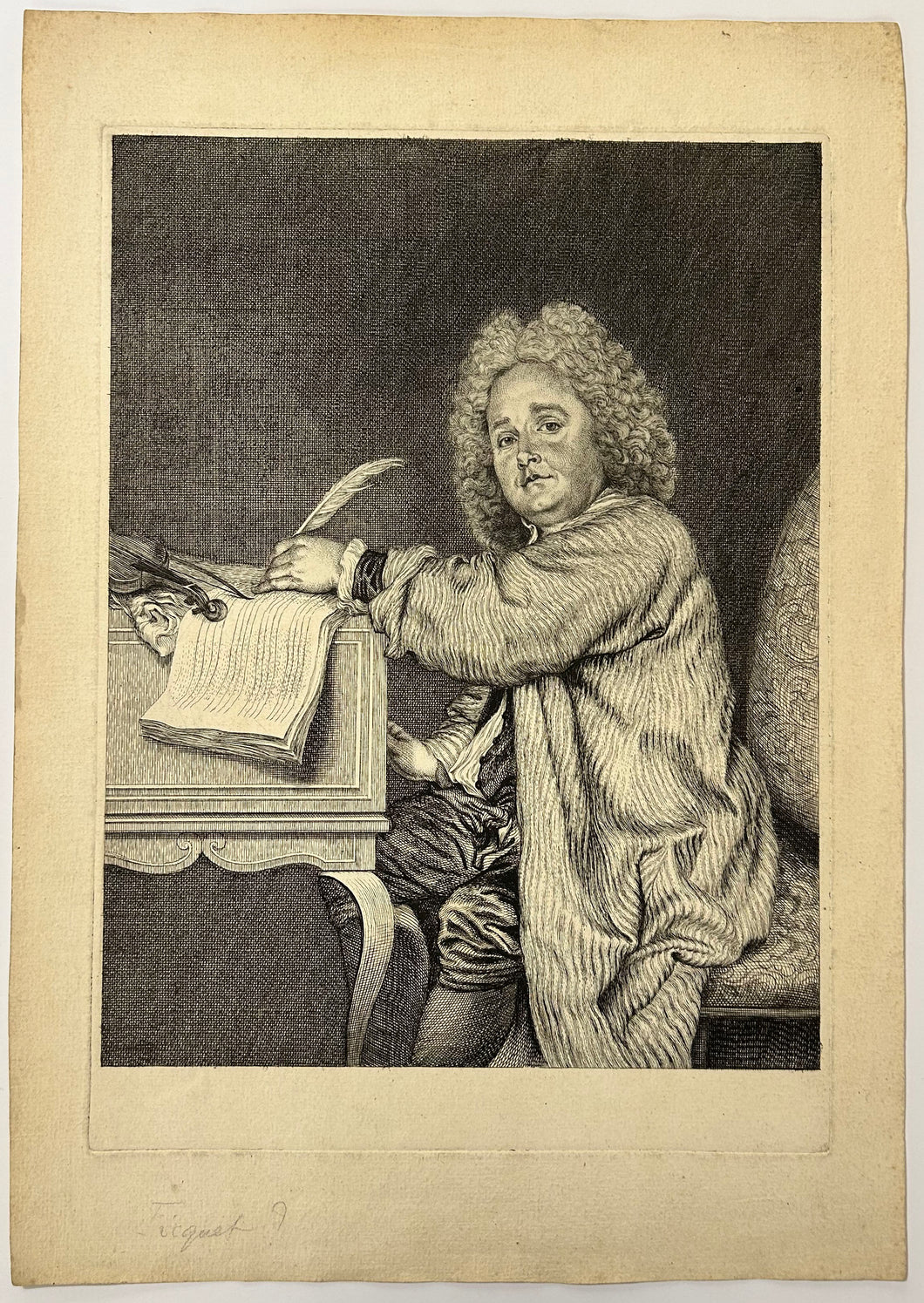 Portrait de Jean-Féry Rebel (Paris 1666 † 1747), violoniste et compositeur français de la période baroque.  1726-1731.