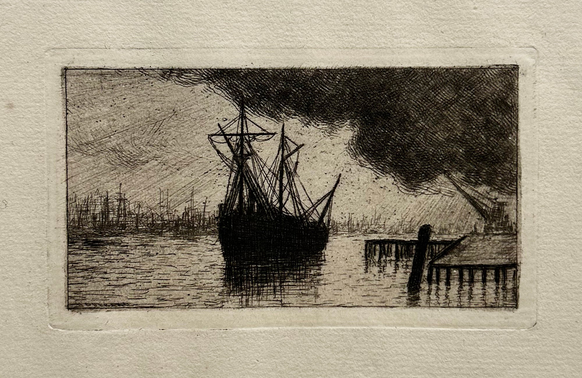 Henri Charles GUERARD - Le Dunkerque.  1875. Eau-forte originale. 