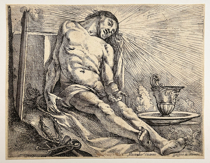 Alessandro VAIANI - Le Christ auprès de son tombeau.  c.1630. Eau-forte.