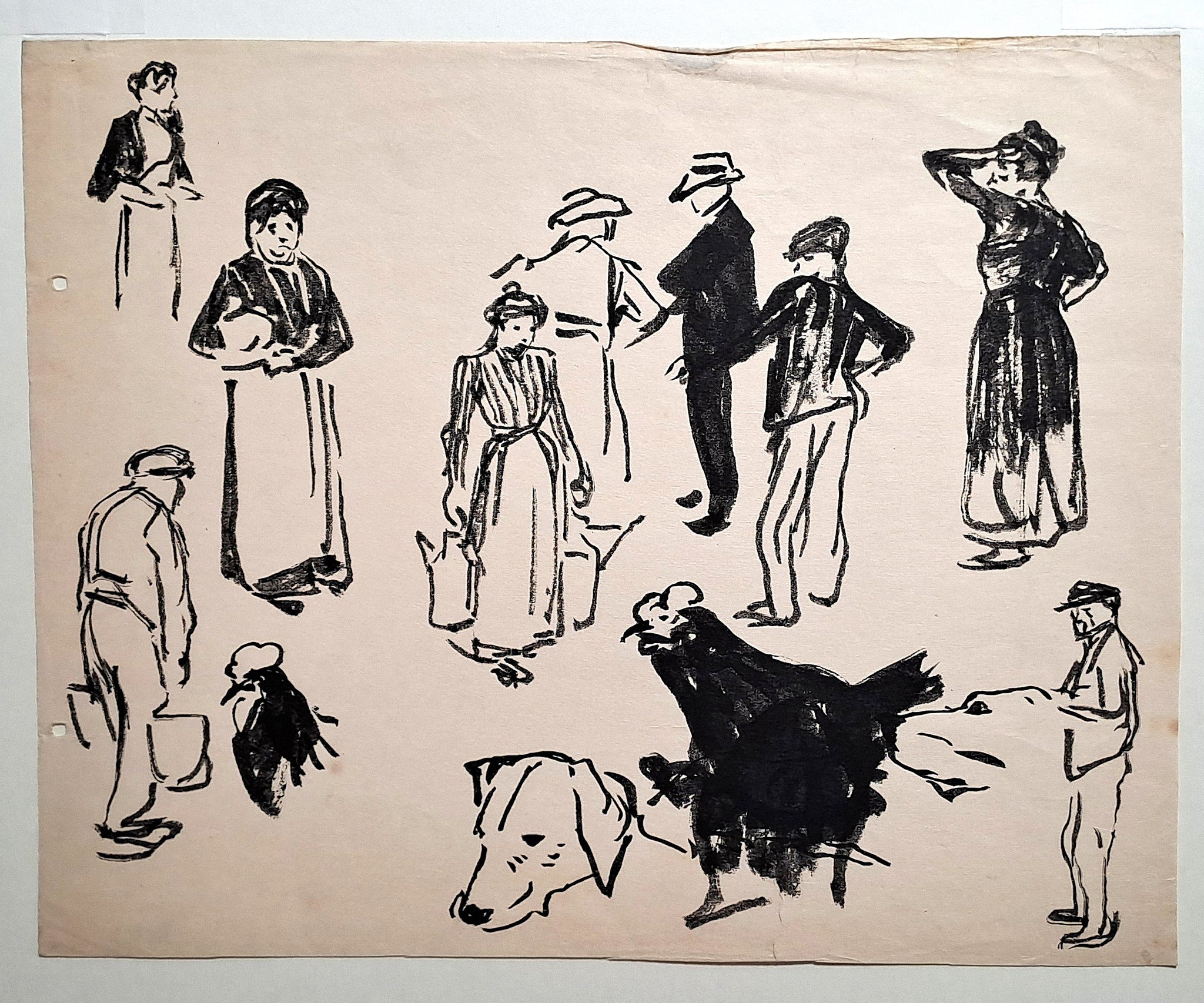 Jules CHADEL [Etudes de paysans, Auvergne]. dessin original. 