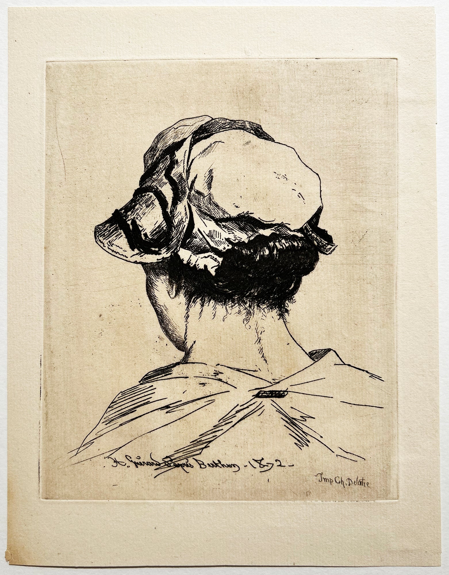 Henri Charles GUERARD - Profil perdu. 1872. Eau-forte originale. 