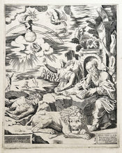 Charger l&#39;image dans la galerie, Publié par Hieronymus COCK - Saint Jérôme en méditation. Burin d&#39;après Michel Coxie I.
