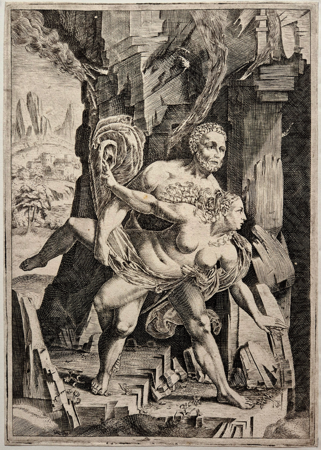 GAUDENZIO Ferrari (d'après) - Le rapt de Perséphone. Eau-forte et burin. 