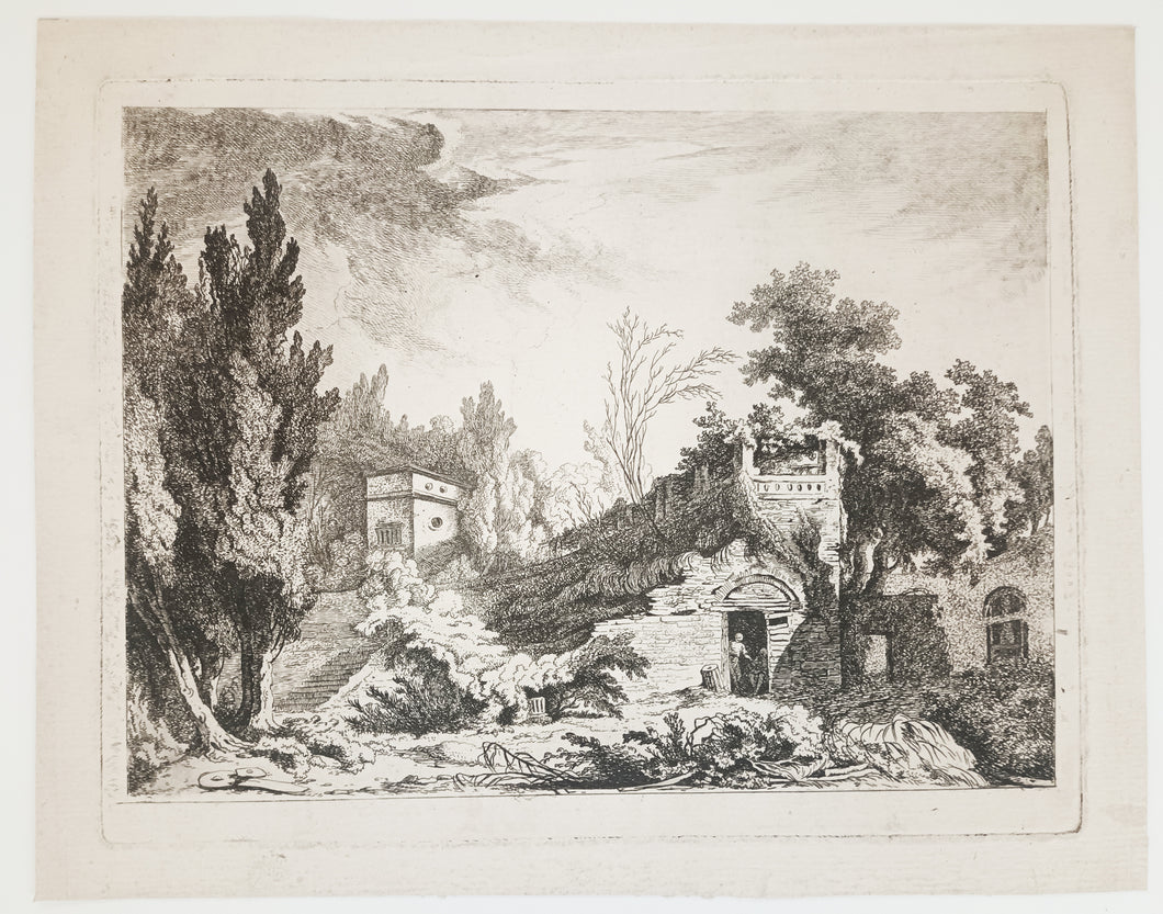 Vue des restes d'un théâtre que l'on retrouve parmi les débris de la ville Hadriana prés de Tivoli à 18 milles de Rome.  1771.