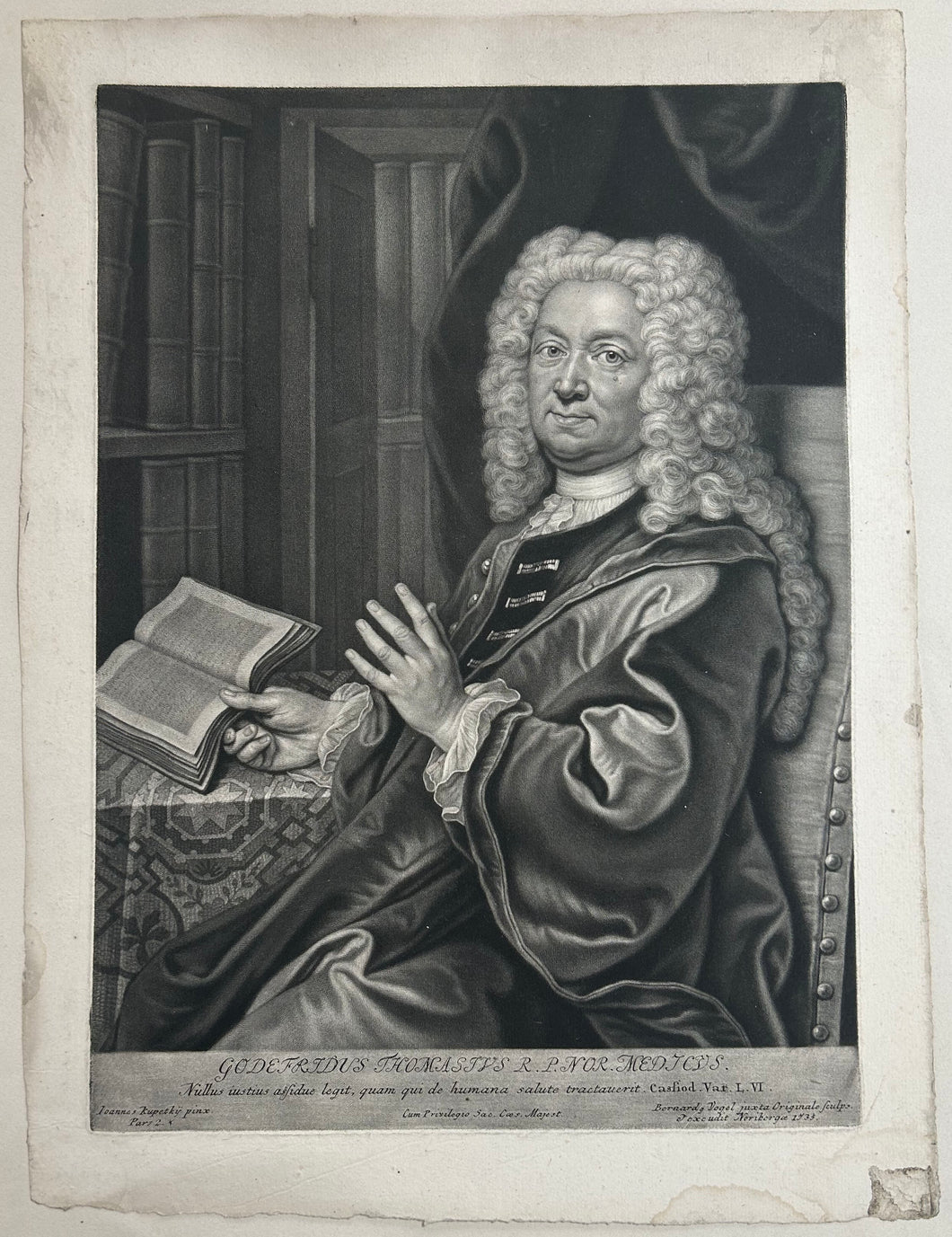 Portrait de Godefridus Thomasius, médecin allemand (1660 † 1746). 1735.