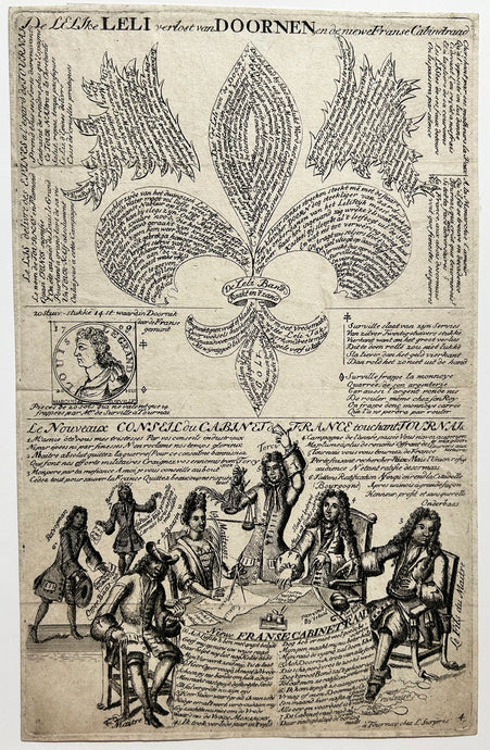 Le nouveau Conseil du Cabinet de France touchant Tournai.  c.1709. Gravure.