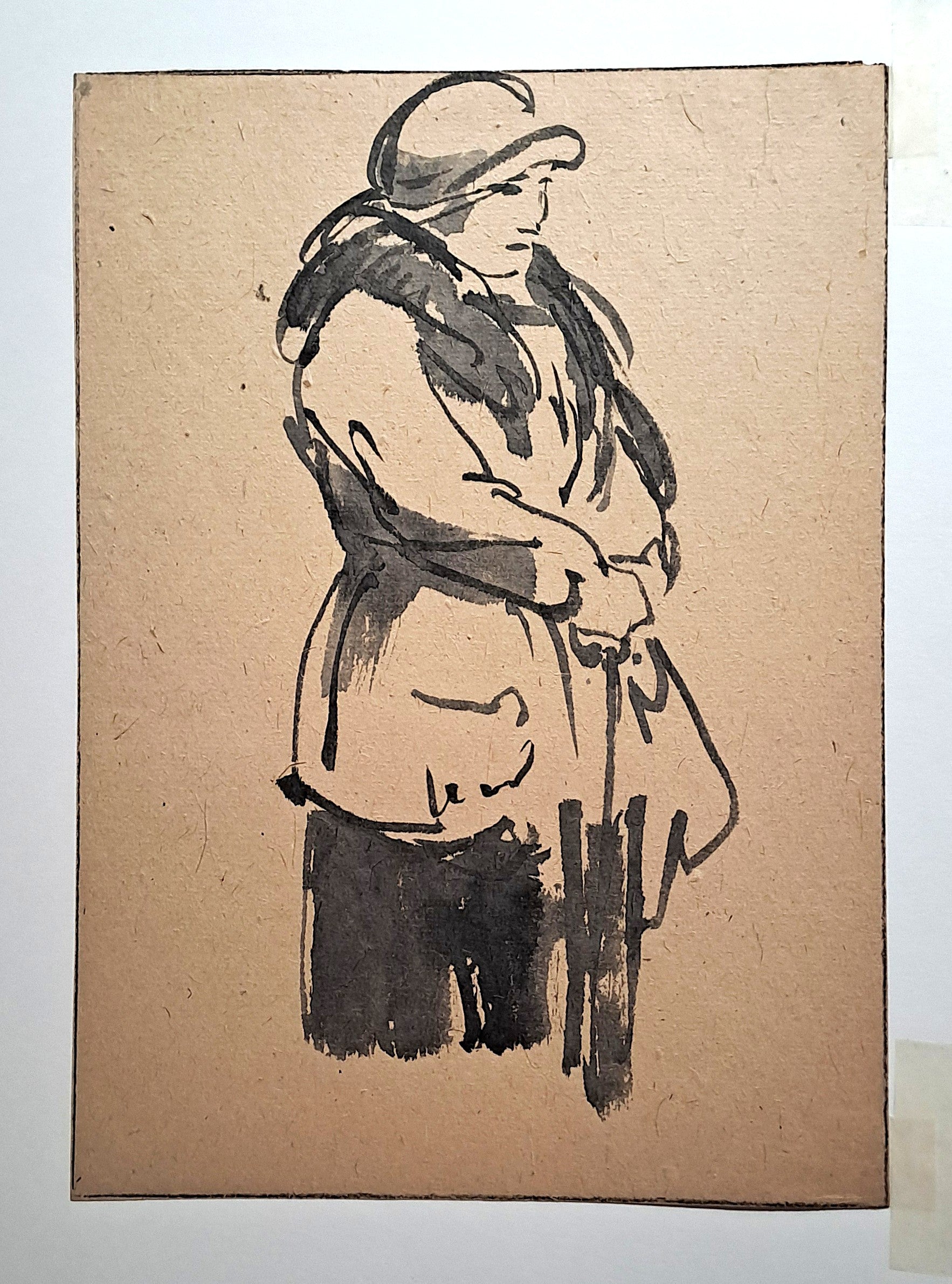 Jules CHADEL [Femme avec manteau]. Dessin original. 