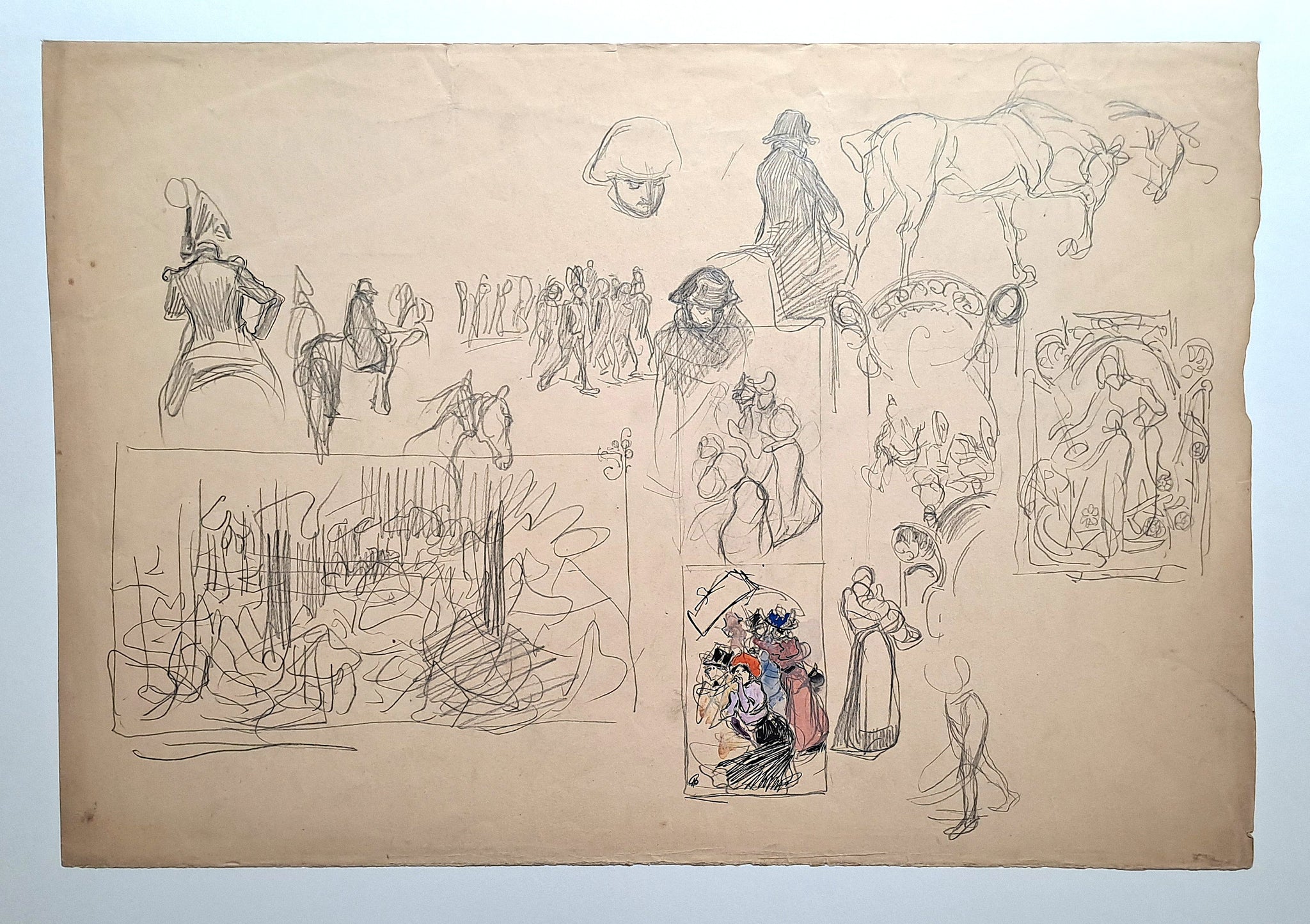 Jules CHADEL [Etudes de foule et Napoléon]. Dessin original. 
