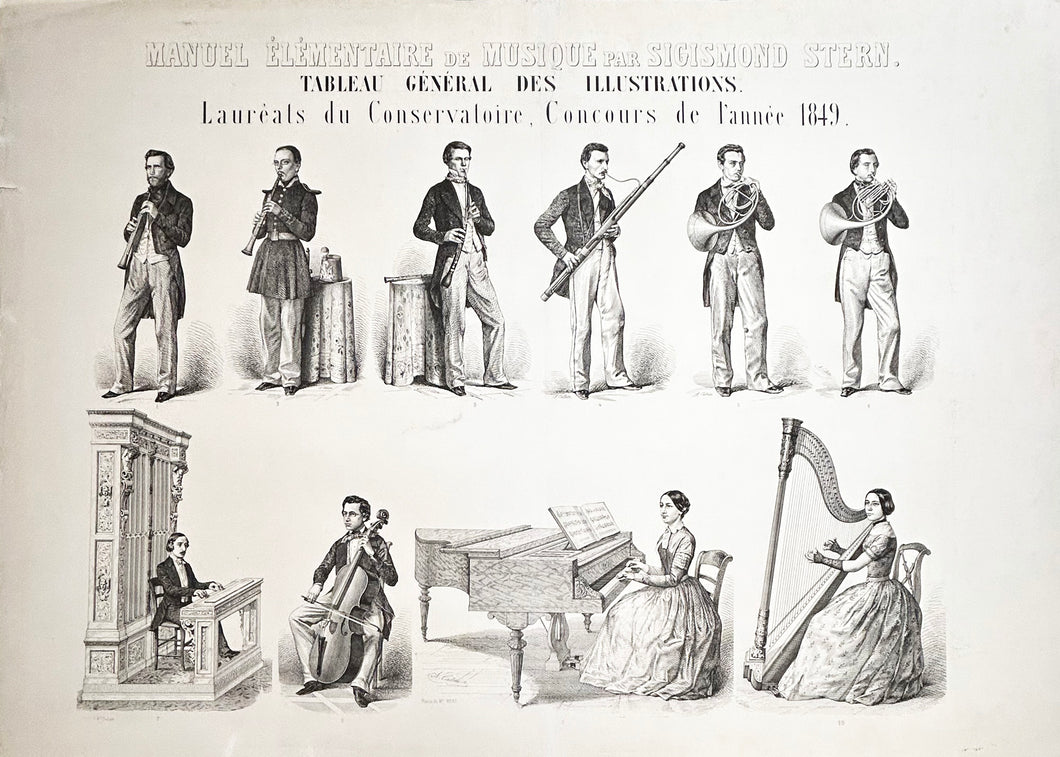 Manuel élémentaire de Musique par Sigismond Stern. Tableau général des illustrations. Lauréats du Conservatoire, Concours de l'année 1849.  1854.