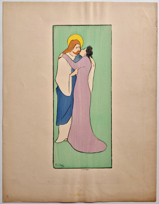 IBELS - L'Aveu de la Faute. 1893. Lithographie en couleurs. 