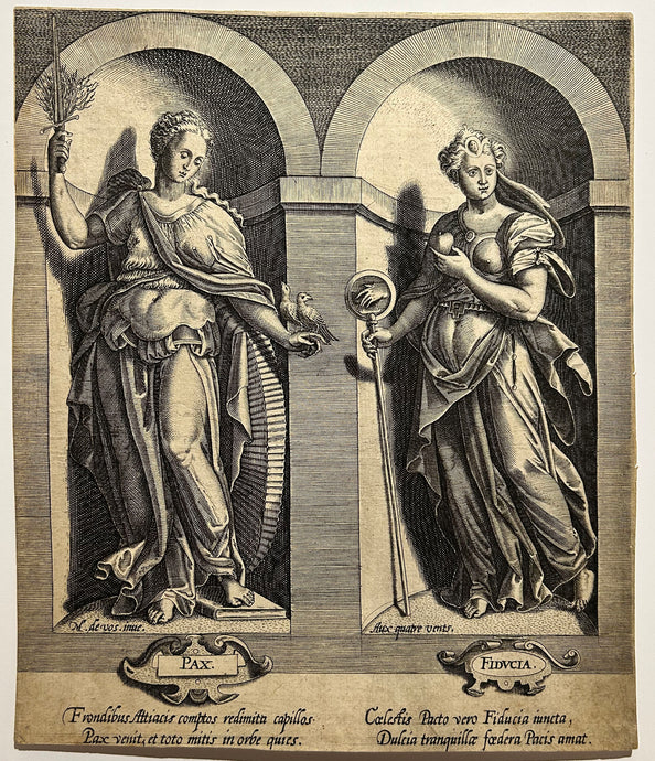 COLLAERT Hans, dit COLLAERT I - La Paix et la Confiance. Burin d'après Maarten de Vos.