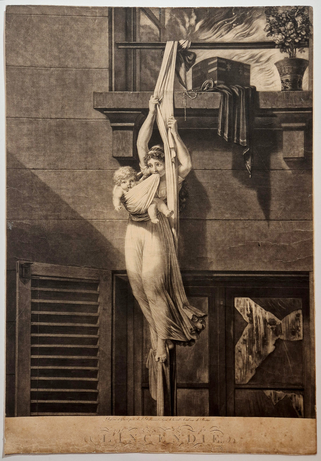 Philibert Louis DEBUCOURT - L'incendie. 1804. Manière noire. 