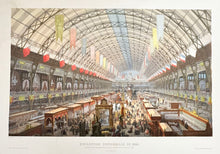 Charger l&#39;image dans la galerie, Exposition Universelle de 1855. Vue intérieure de la grande nef du Palais de l&#39;Industrie, prise de la Galerie nord.  1855.
