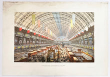 Charger l&#39;image dans la galerie, Exposition Universelle de 1855. Vue intérieure de la grande nef du Palais de l&#39;Industrie, prise de la Galerie nord.  1855.
