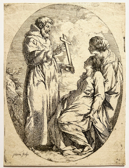 Jean-Baptiste Marie PIERRE - Saint François d'Assise guérissant une femme malade. Eau-forte.