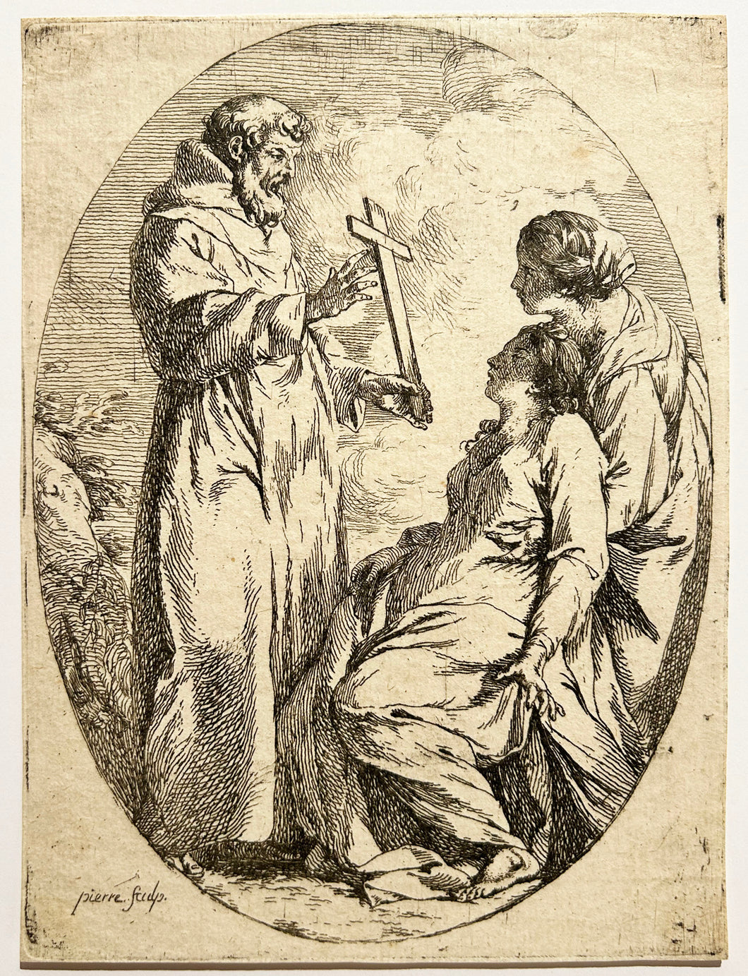 Jean-Baptiste Marie PIERRE - Saint François d'Assise guérissant une femme malade. Eau-forte.
