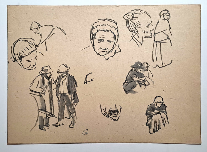 Jules CHADEL [Etudes de vieille paysanne]. Dessin original. 