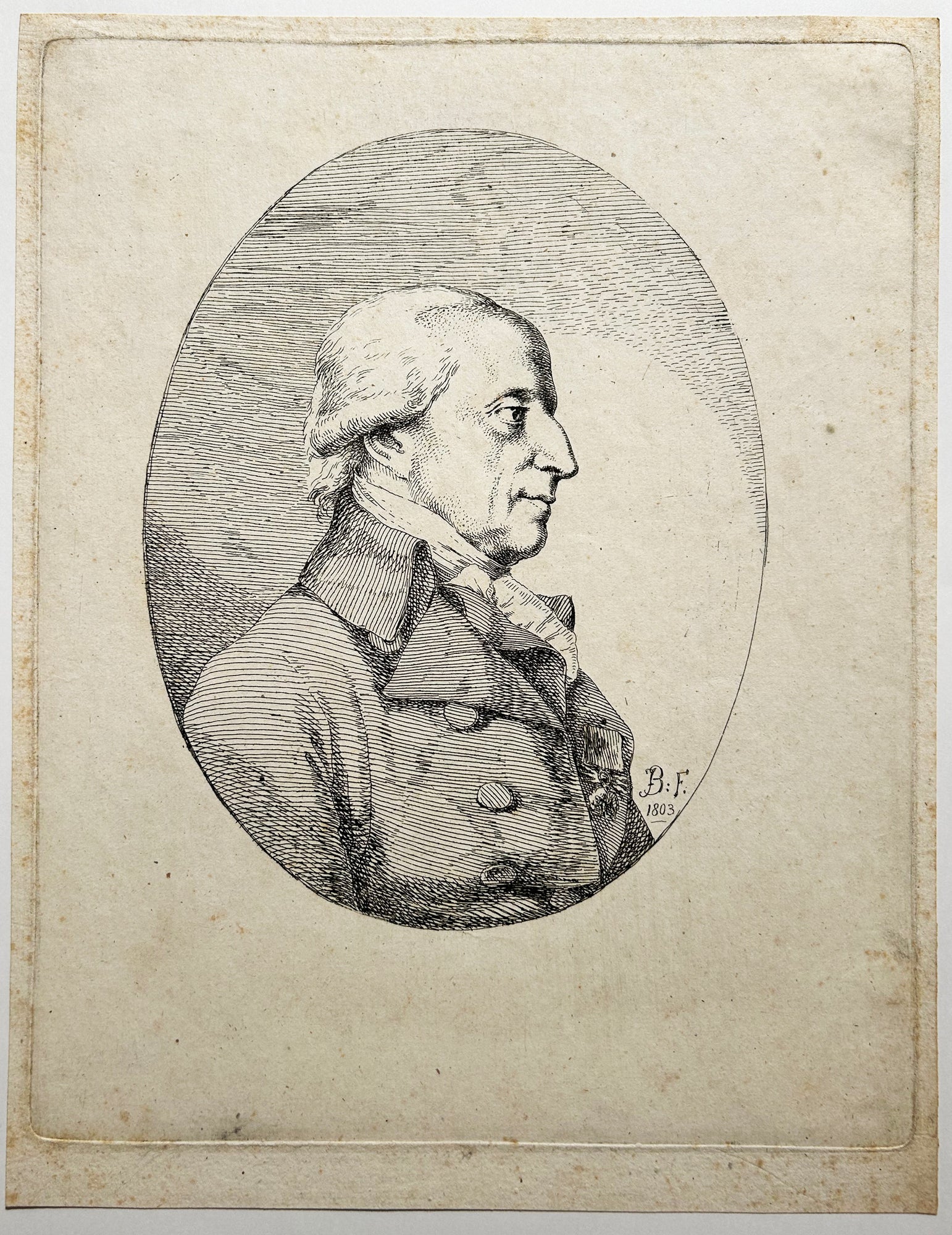 Joseph BERGLER le jeune - Portrait du Prince Isidor Lobkowicz (1773 † 1819, tchèque).  1803. Eau-forte. 