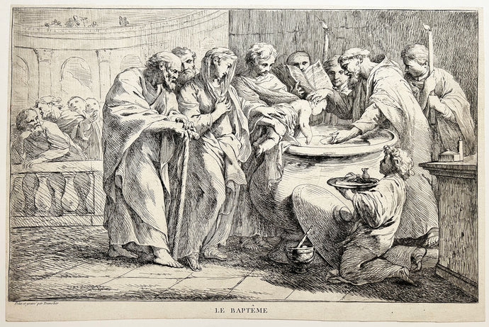 Pierre Charles TREMOLIERES - Le baptême. Eau-forte. 