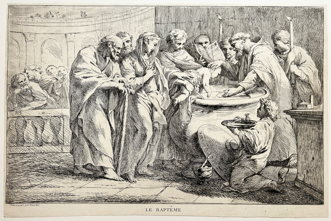 Pierre Charles TREMOLIERES - Le baptême. Eau-forte. 