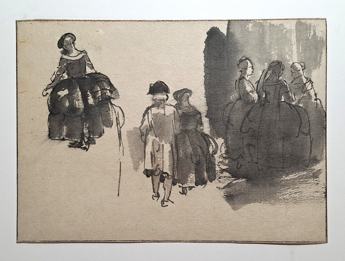 Jules CHADEL [Etudes de bal masqué]. Dessin original. 