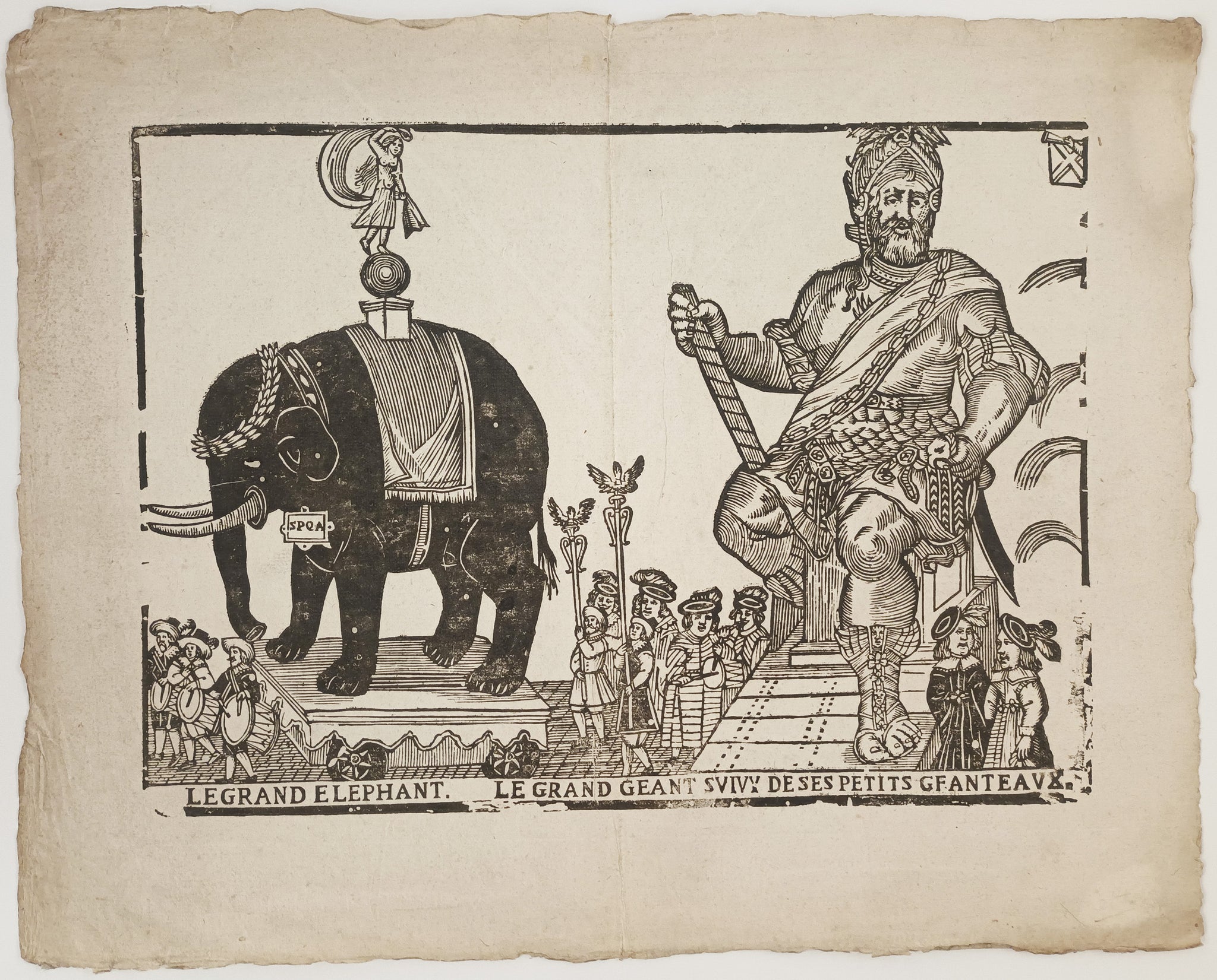 Le grand éléphant. Le grand géant suivi de ses petits gfanteaux. [sic]