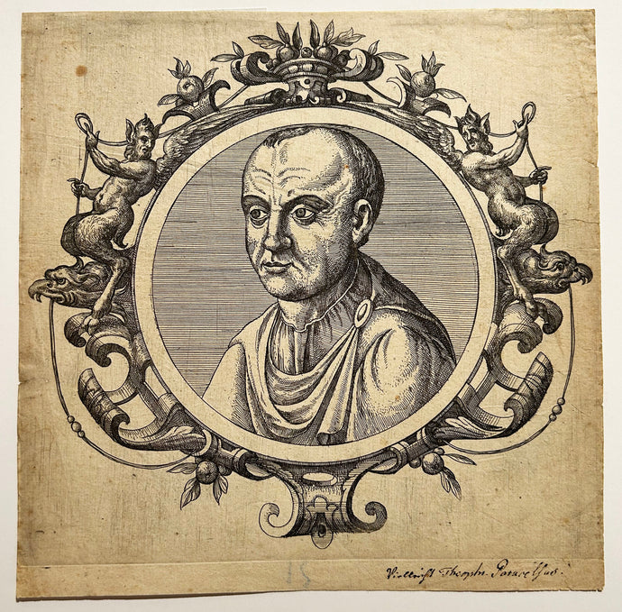 Pieter van der BORCHT - Portrait de Héraclide de Tarente, ancien médecin grec du Ier siècle av. J.-C. Gravure.