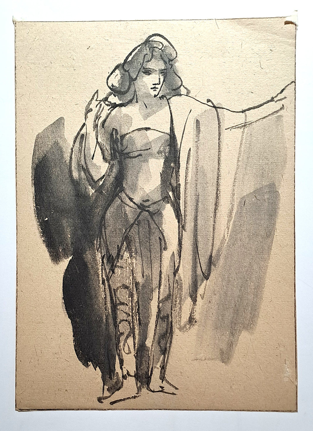 Jules CHADEL [Femme de face, debout]. Dessin original. 