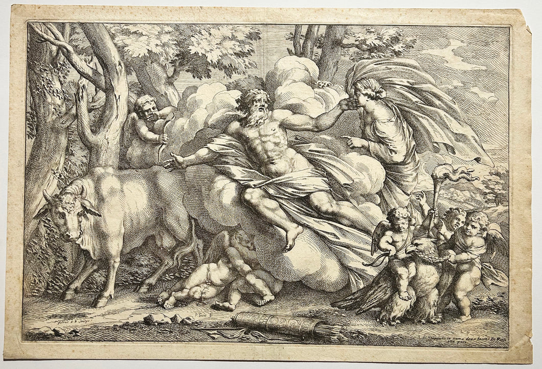 Pietro Santi BARTOLI Jupiter ayant transformé Io en vache, et Junon. Gravure.