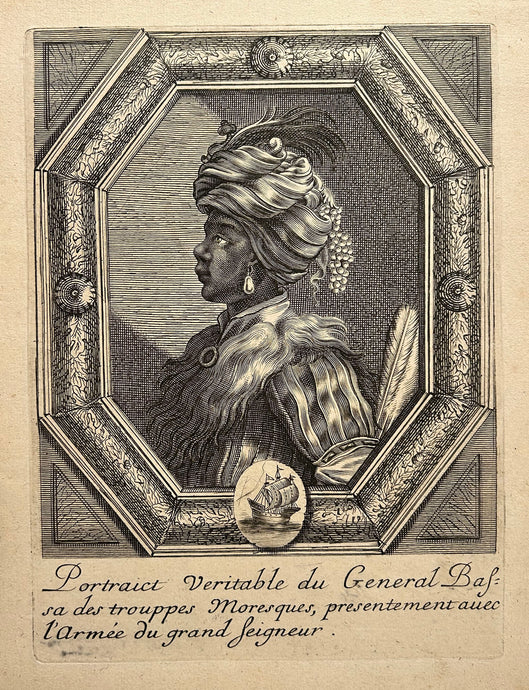 Balthazar MONTCORNET - Portrait véritable du Général Bassa des trouppes Moresques, presentement avec l'Armée du Grand Seigneur.  c.1660. Gravure.