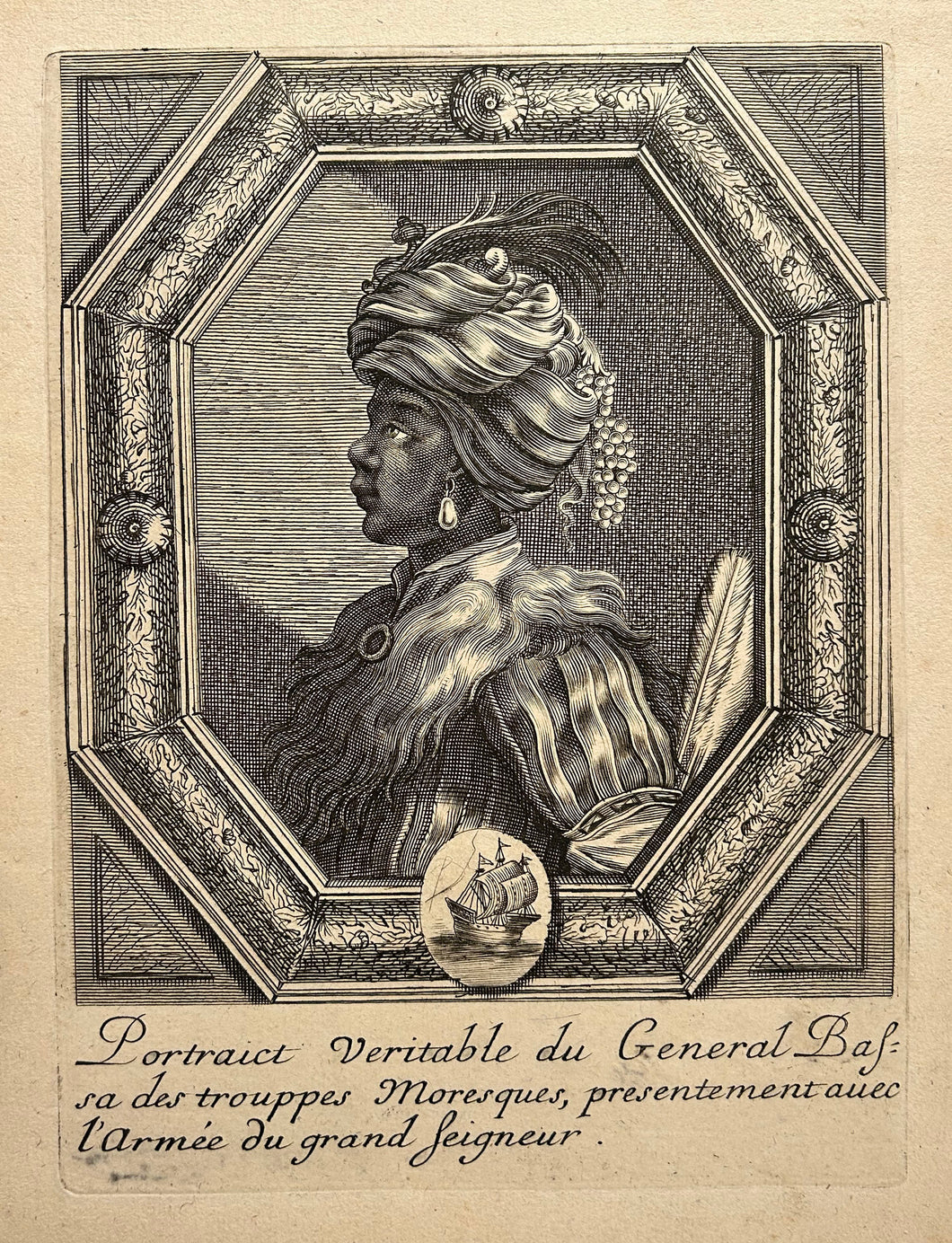 Balthazar MONTCORNET - Portrait véritable du Général Bassa des trouppes Moresques, presentement avec l'Armée du Grand Seigneur.  c.1660. Gravure.