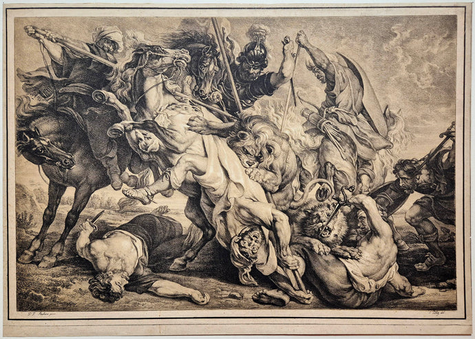 Ferdinand PILOTY - La chasse au lion.  c. 1810-1821. Lithographie.