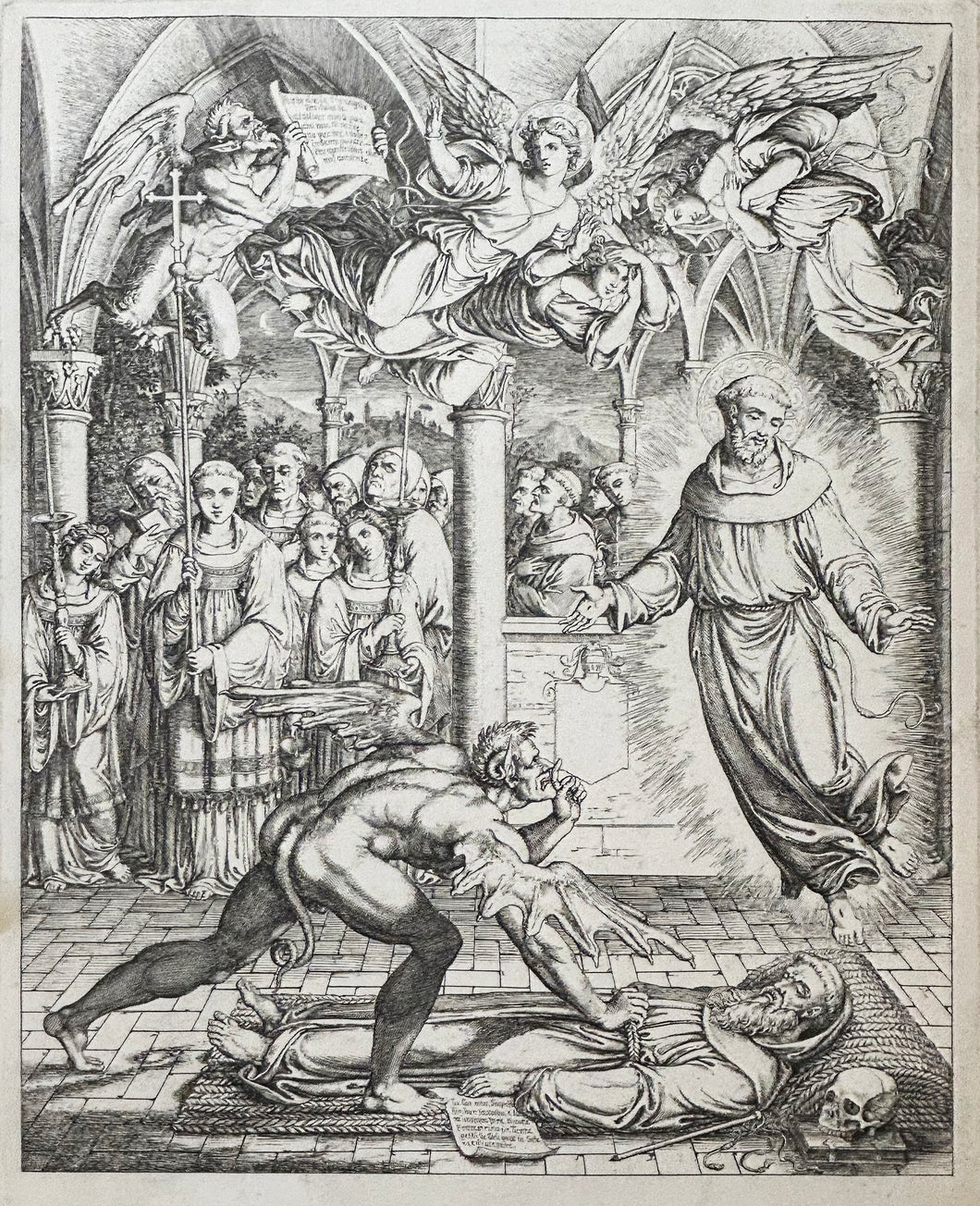 La lutte entre le Diable et Saint François d'Assise pour l'âme de Guido da Montefeltro.  1807-1808.
