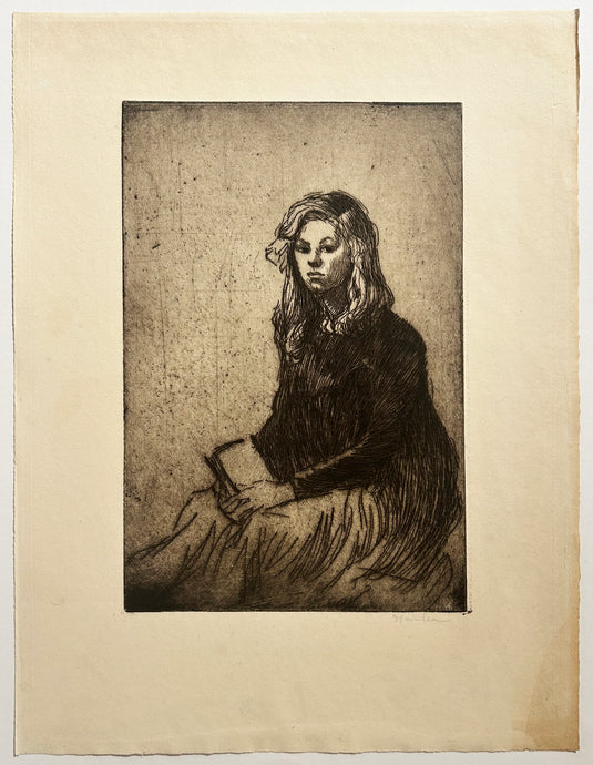 STEINLEN - Croquis de fillette (Colette).  1902. Gravure originale signée.