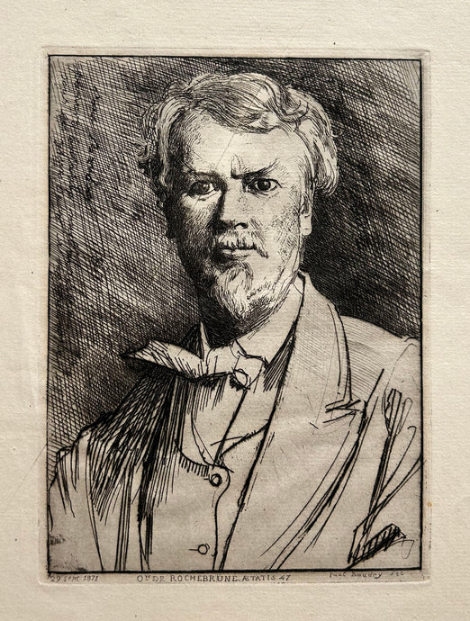 Octave de ROCHEBRUNE - Portrait de Octave de Rochebrune (1824 † 1900), peintre et graveur français.  1871. Gravure originale. 